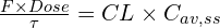 \frac{F \times Dose}{\tau} = CL \times C_{av,ss}
